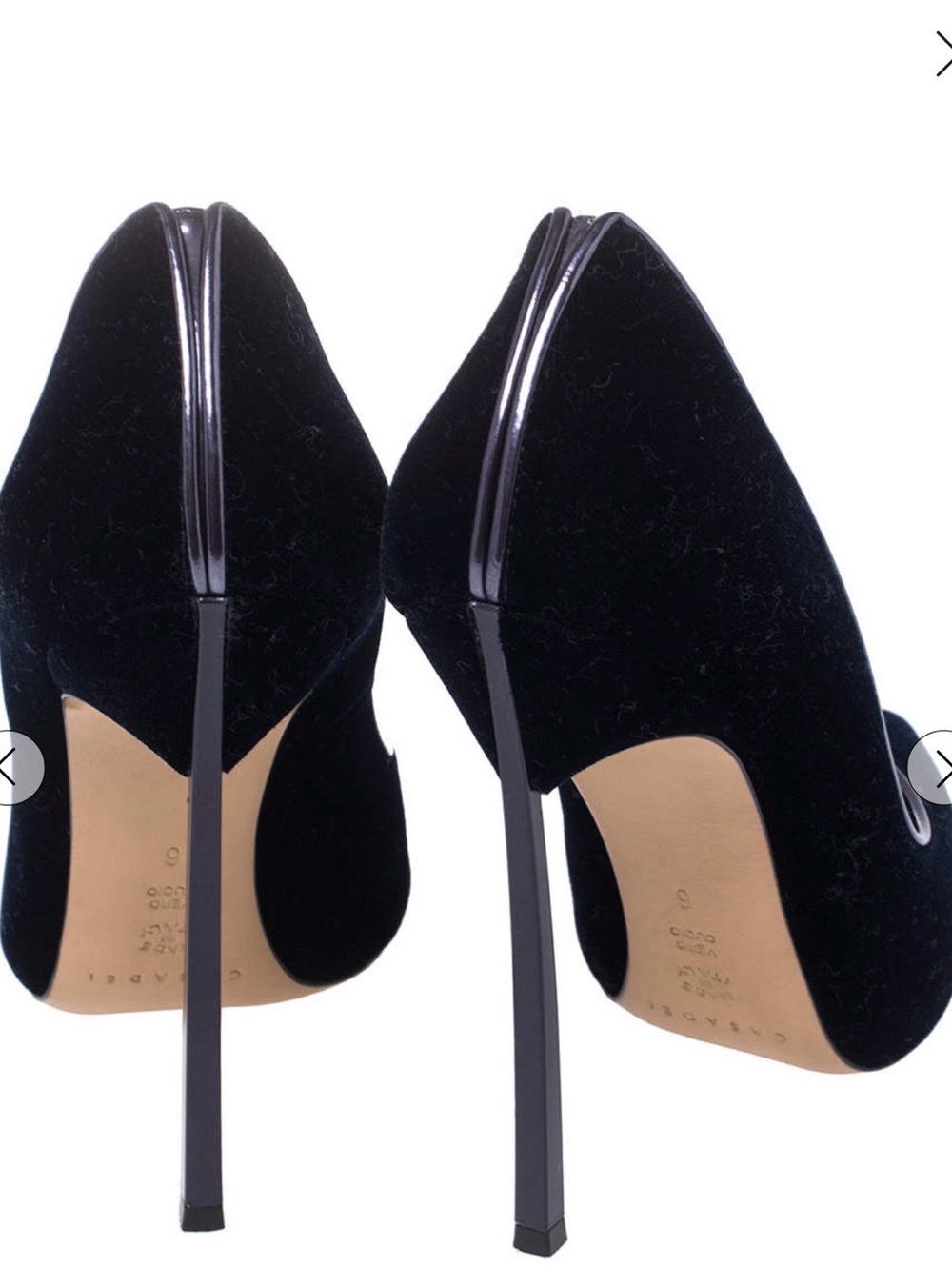 AUTHENTIC Casadei Black Velvet Blade Pointed Toe Pumps Size 36 - Picture 3 of 5